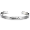 Silver Plated Medical Alert Cuff Bracelet - Epilepsy, Diabetic & Allergy Stainless Steel Bangle for Women & Men