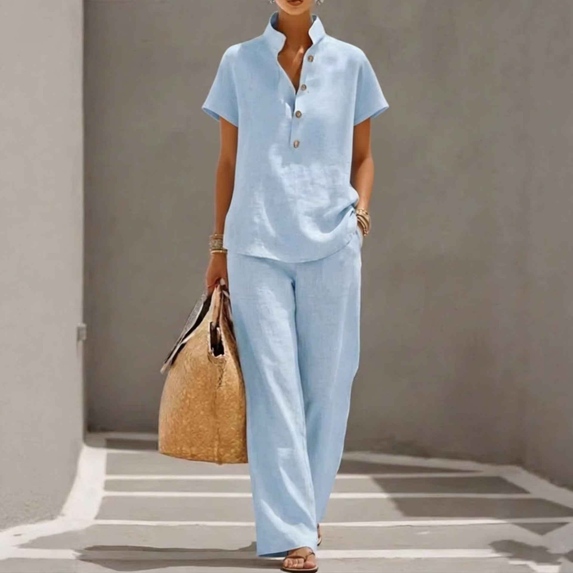 Women's Casual Short-Sleeve Pants Set
