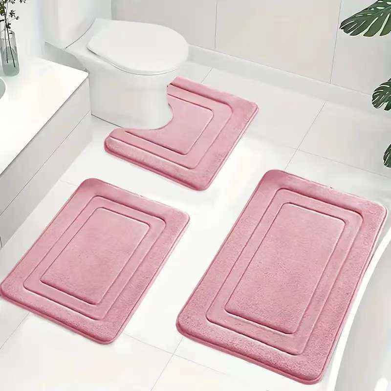 3-Piece Memory Foam Bath Mat & Floor Rug Set | Non-Slip Absorbent Toilet & Shower Mats