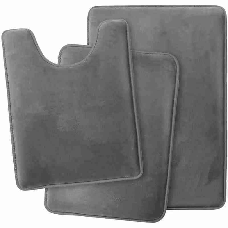 Bathroom Floor Mat Toilet Three-piece Set Coral Fleece Floor Mat