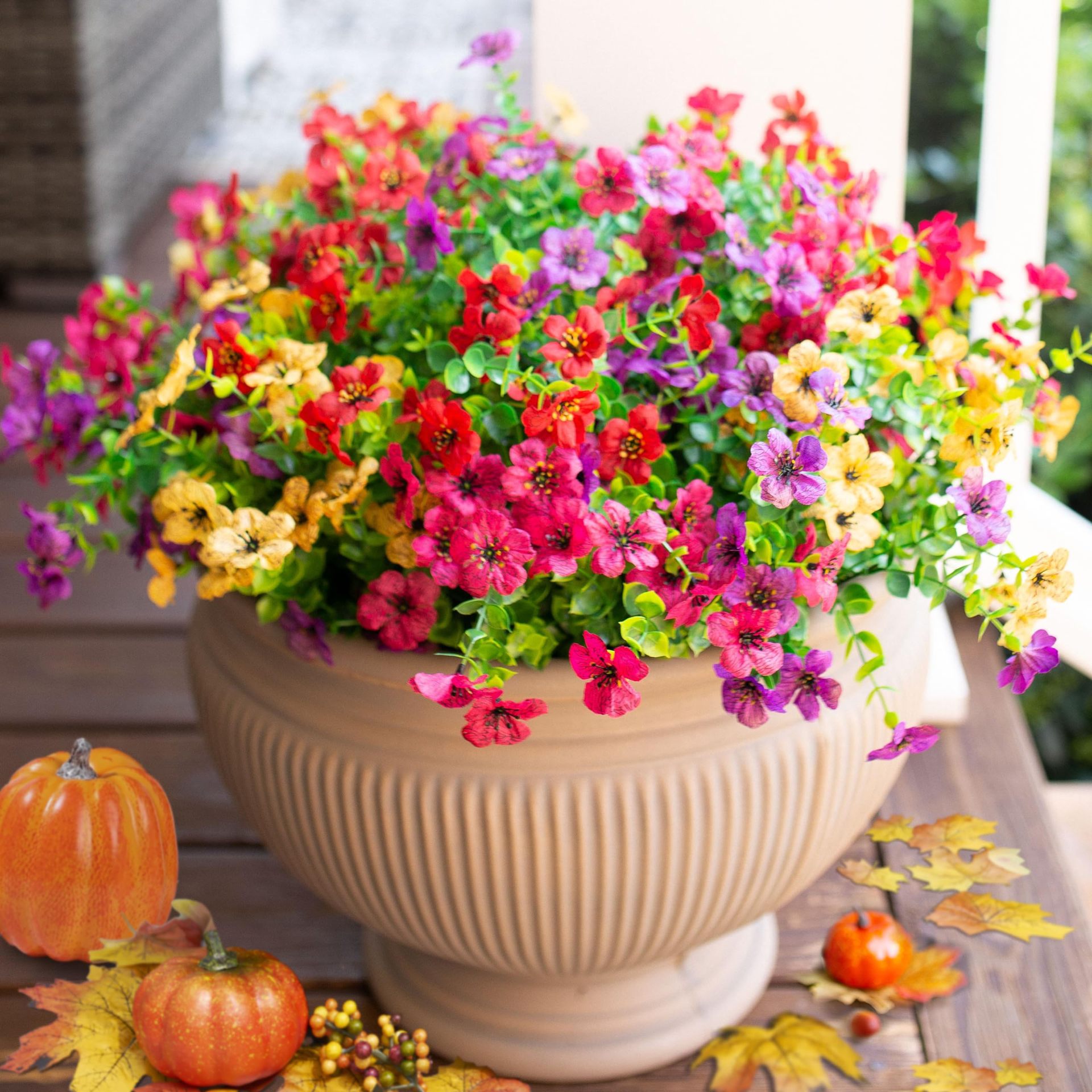 Artificial Outdoor UV-resistant Decorative Colorful Fake Flower, Decorative Bouquet for Home Garden Party Wedding Decor, Artificial Flowers Bouquet Green Plant Plastic Flowers - Shop NCLC