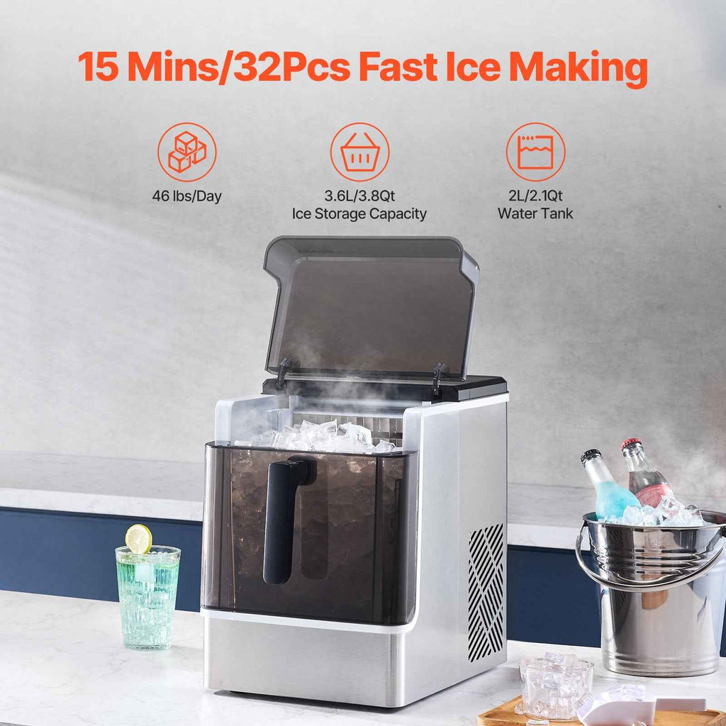 50Lbs/24H Portable Countertop Ice Maker – Self-Cleaning, 3 Cube Sizes