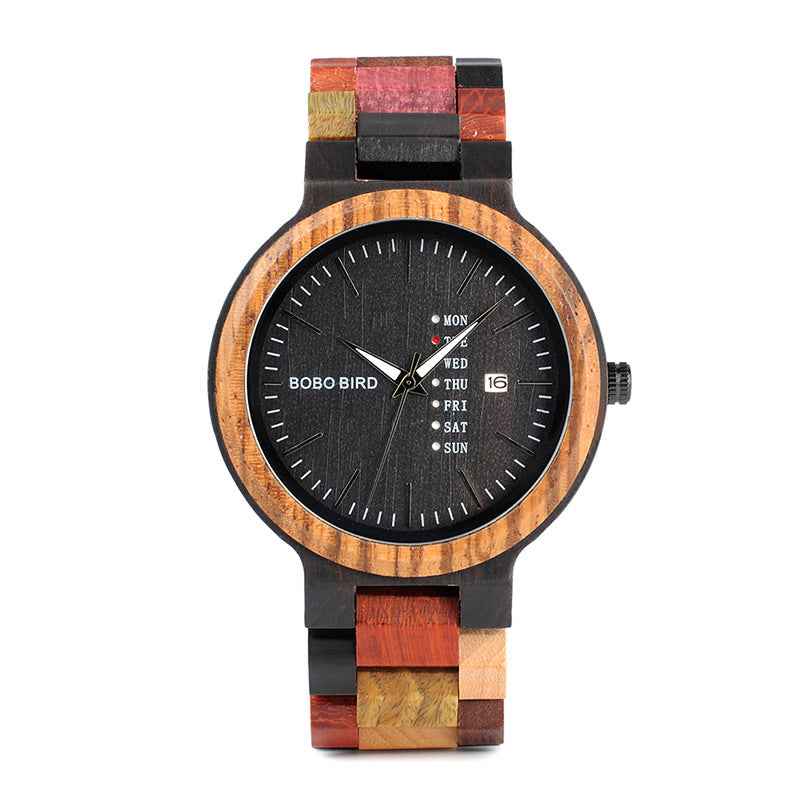 Couple Wooden Watches & Date Quartz Watch Set | Natural Wood & Waterproof Gift