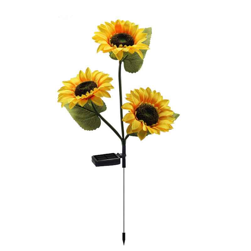 LED Solar 3-head Sunflower Outdoor Artificial Flower
