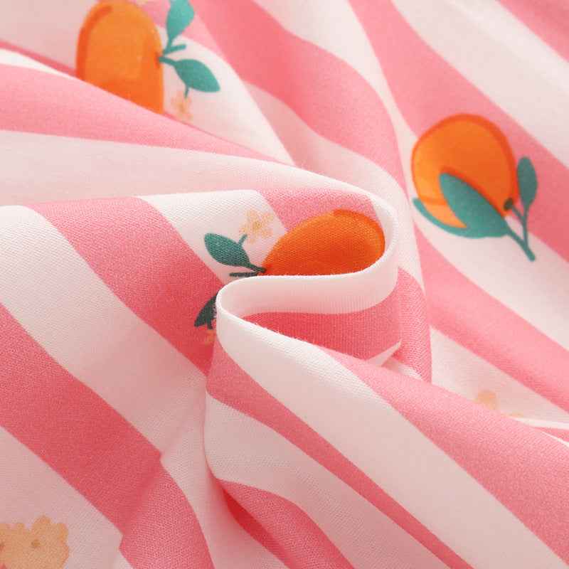 Girls 100% Cotton Short-Sleeve Dress | Round-Neck Casual Wear
