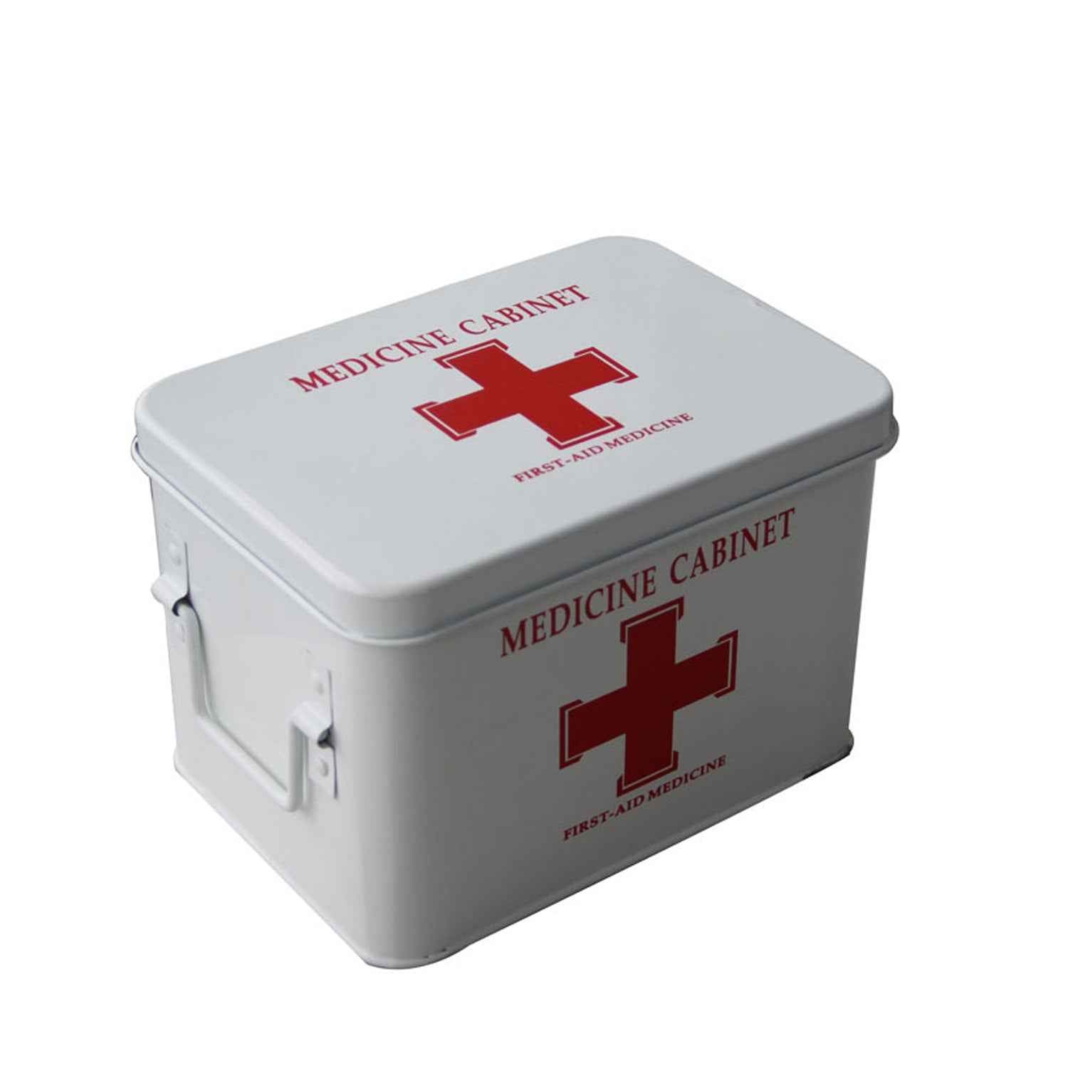 Metal 2-Tier First Aid Kit Box & Medicine Storage Bin with Tray – Compact Emergency Organizer for Home, Office, and Car