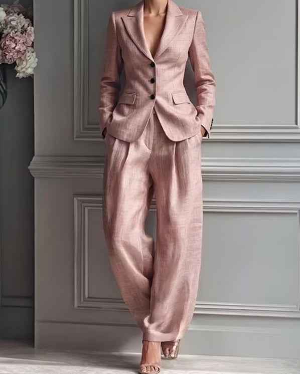 Fashionable Women's Blazer and Wide-Leg Trouser Set | Office to Casual