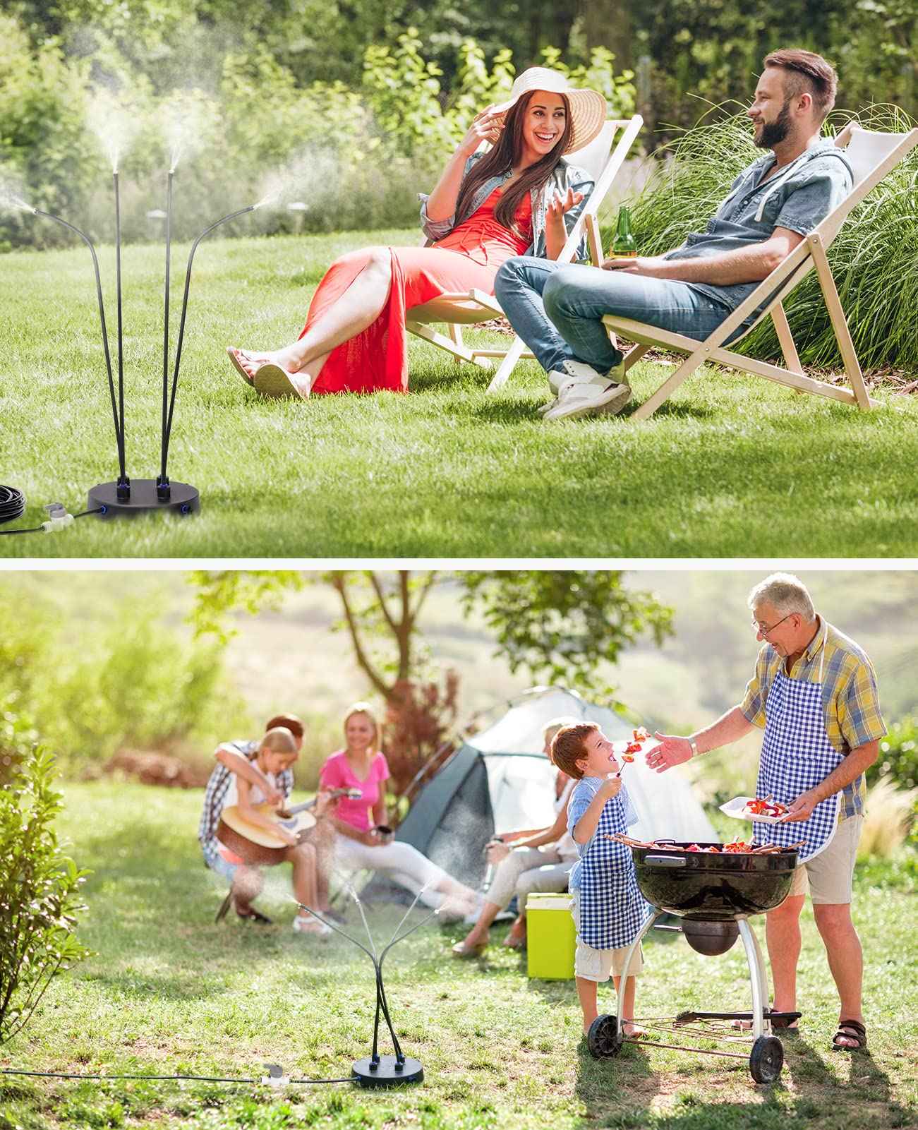 Adjustable Standing Misting System for Outside Patio & Garden – Portable Beach & Backyard Water Mister