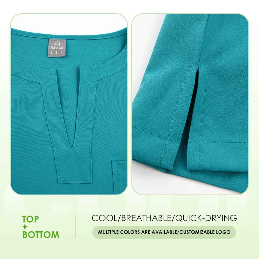 Premium V-Neck Two-Piece Medical Scrub Set | Breathable & Stretch Healthcare Work Uniform