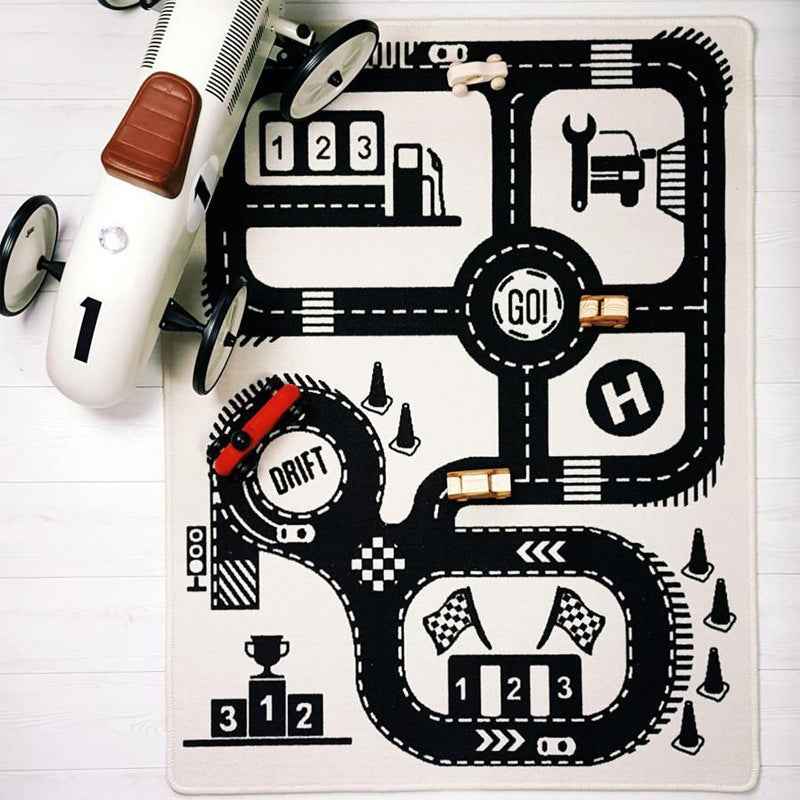 Highway Kids' Play Mat | 100% Cotton Canvas | City Road Map & Toy Car Rug