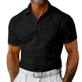 Waffle Short Sleeve Polo Shirt Men's Fashion Summer Lapel Tops - Shop NCLC