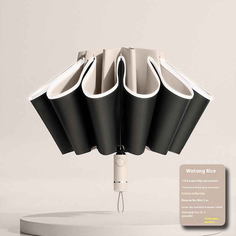 Fully Automatic Reverse Umbrella | UPF 50+ UV Sun & Rain Protection | Windproof Compact Folding Parasol