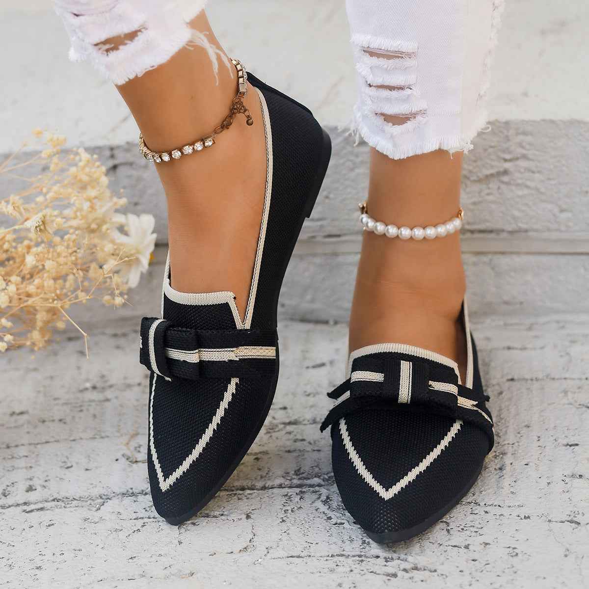 Women's Casual Comfort Bowknot Ballet Flats – Elegant Slip-On Daily Walking Shoes