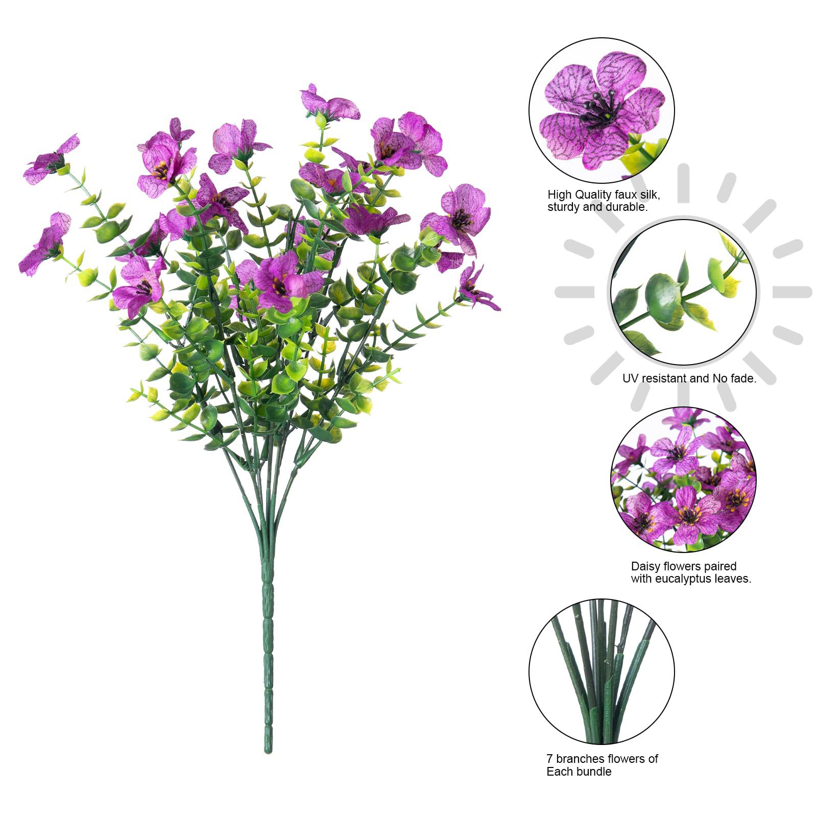 Artificial Outdoor UV-resistant Decorative Colorful Fake Flower, Decorative Bouquet for Home Garden Party Wedding Decor, Artificial Flowers Bouquet Green Plant Plastic Flowers - Shop NCLC