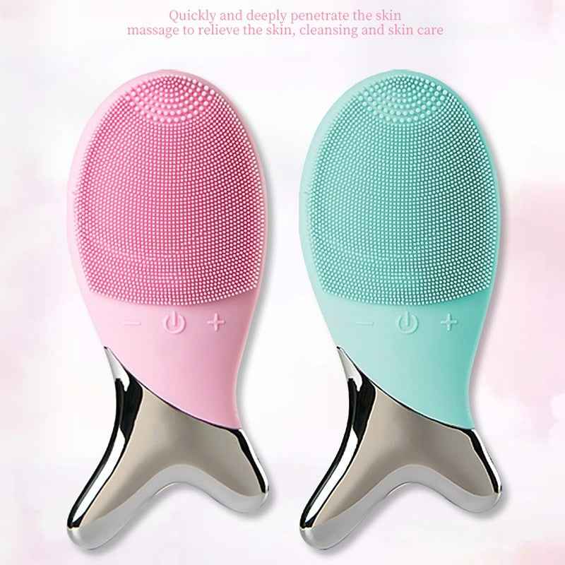 Electric Silicone Facial Cleansing Brush & Pore Vibration Massager