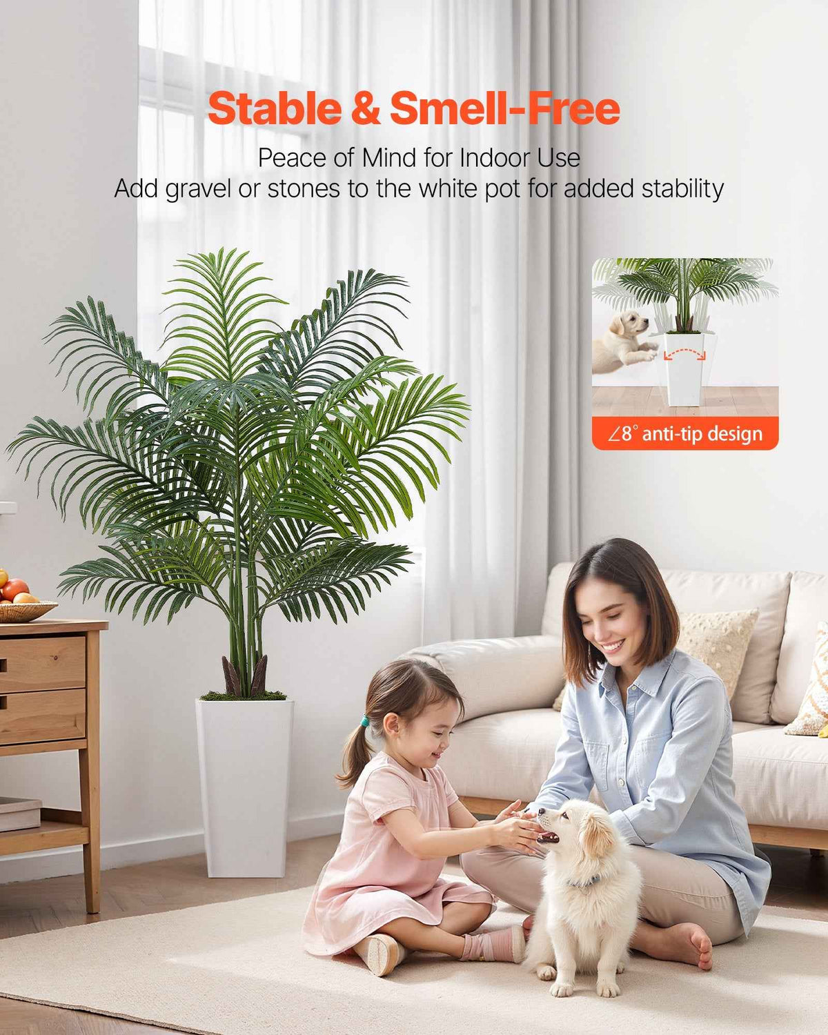 Artificial Areca Palm Tree 5ft  | Faux Palm Plant in Pot for Home & Office Decor