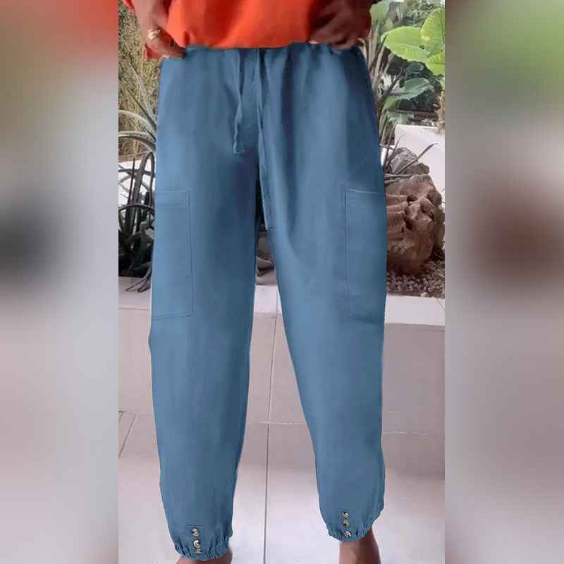 Women's High-Waisted Cropped Wide-Leg Pants - Loose Fit Tapered Trousers