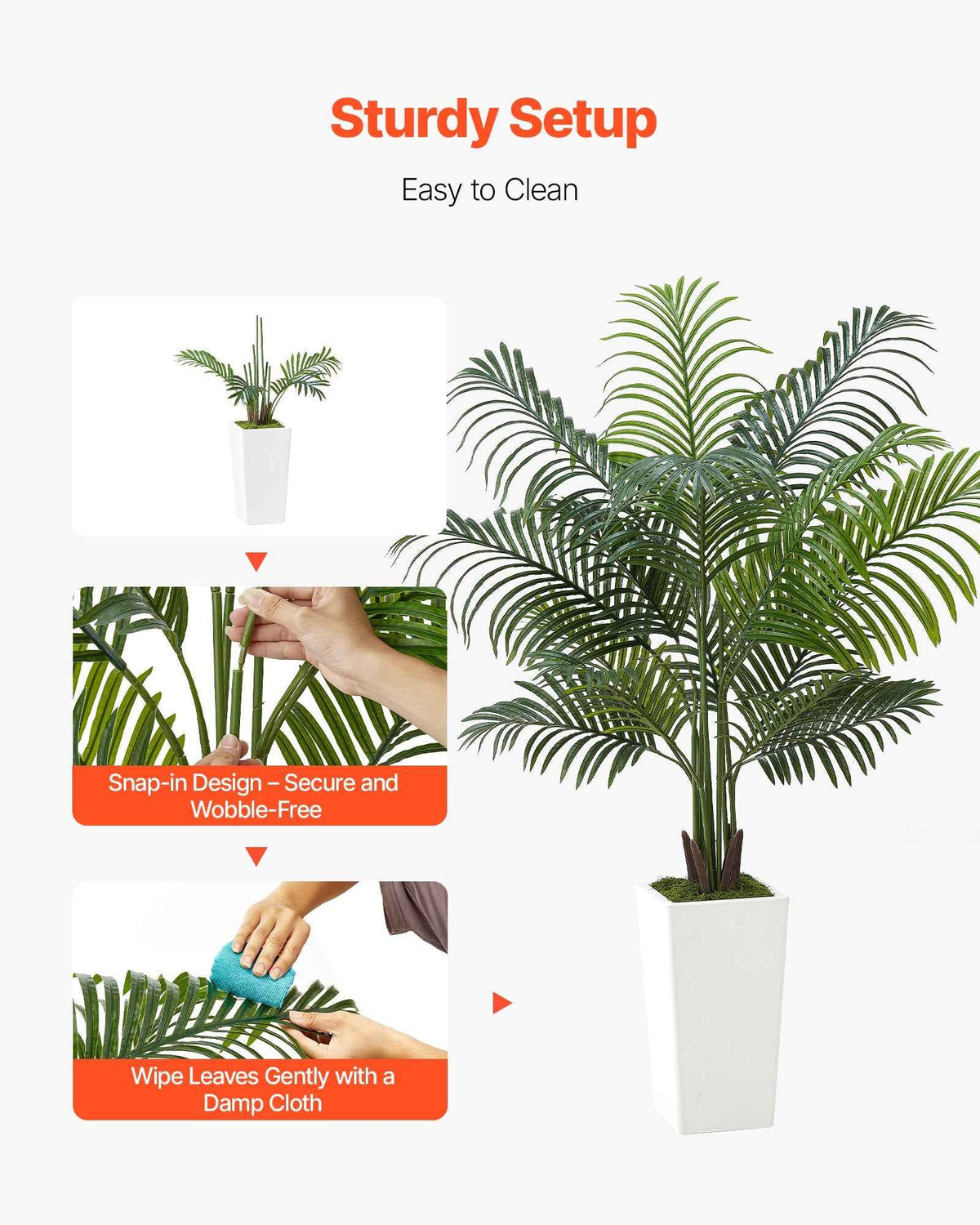 Artificial Areca Palm Tree 5ft  | Faux Palm Plant in Pot for Home & Office Decor