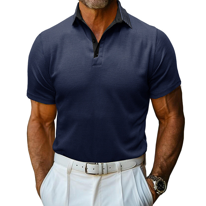 Men's Solid Color Polo Collar Casual Short Sleeve - Shop NCLC