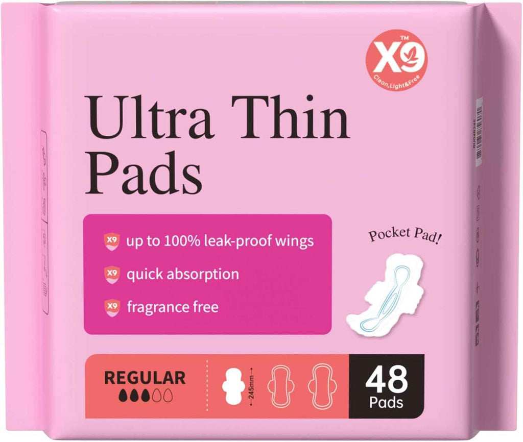 Ultra Thin Sanitary Pads with Wings, Heavy Flow Protection & Odor Control
