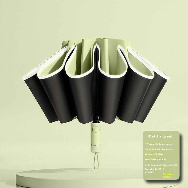 Fully Automatic Reverse Umbrella | UPF 50+ UV Sun & Rain Protection | Windproof Compact Folding Parasol
