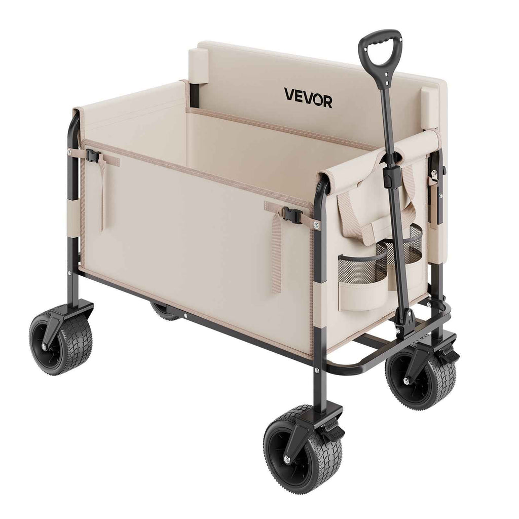Heavy-Duty 2-in-1 Foldable Wagon Cart & Bench Seat | 550lb Capacity, 220L Camping & Utility Cart