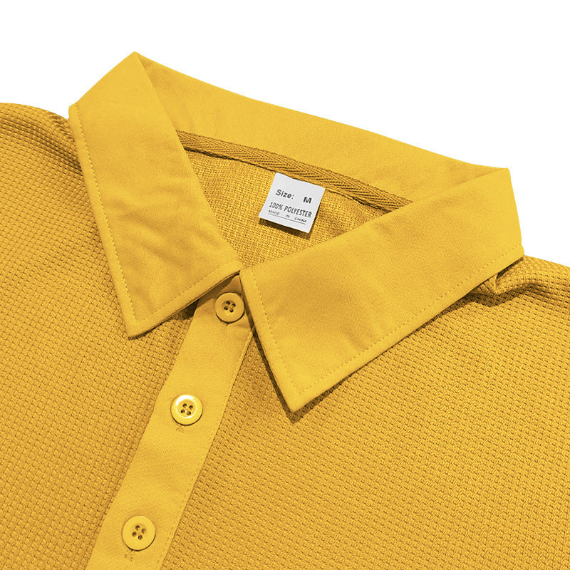 Waffle Short Sleeve Polo Shirt Men's Fashion Summer Lapel Tops - Shop NCLC