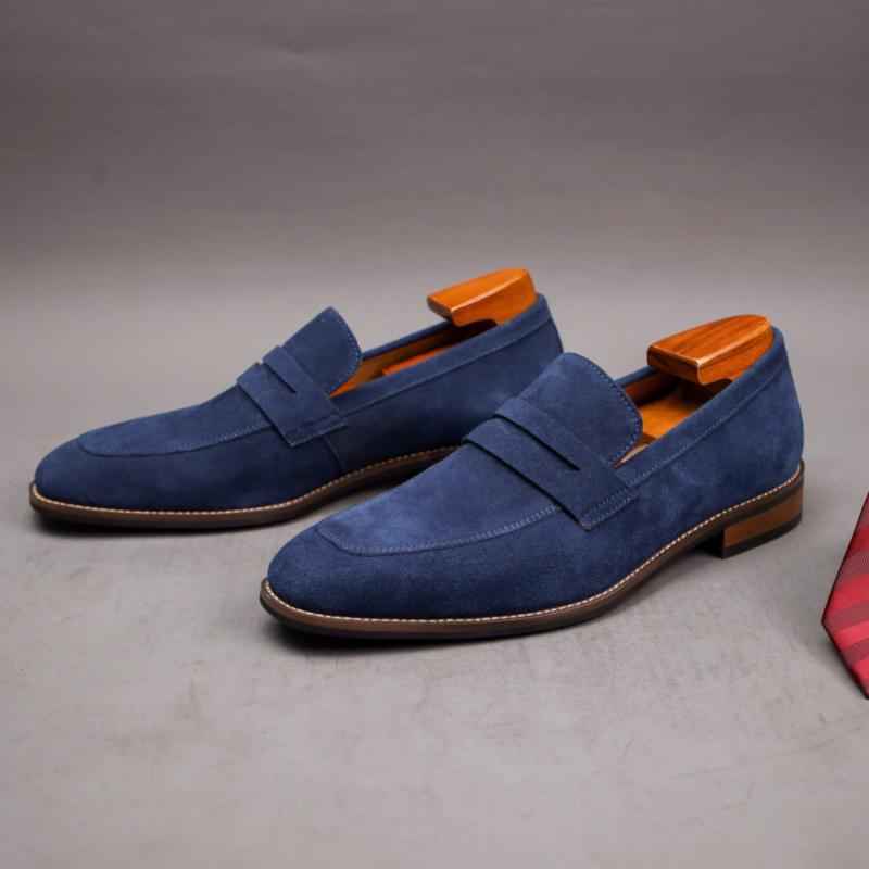 Men’s Casual British Suede Loafers | Premium Goat Leather Slip-On Dress Shoes