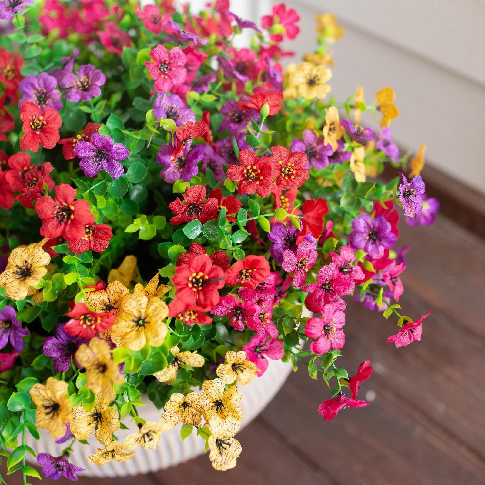 Artificial Outdoor UV-resistant Decorative Colorful Fake Flower, Decorative Bouquet for Home Garden Party Wedding Decor, Artificial Flowers Bouquet Green Plant Plastic Flowers - Shop NCLC