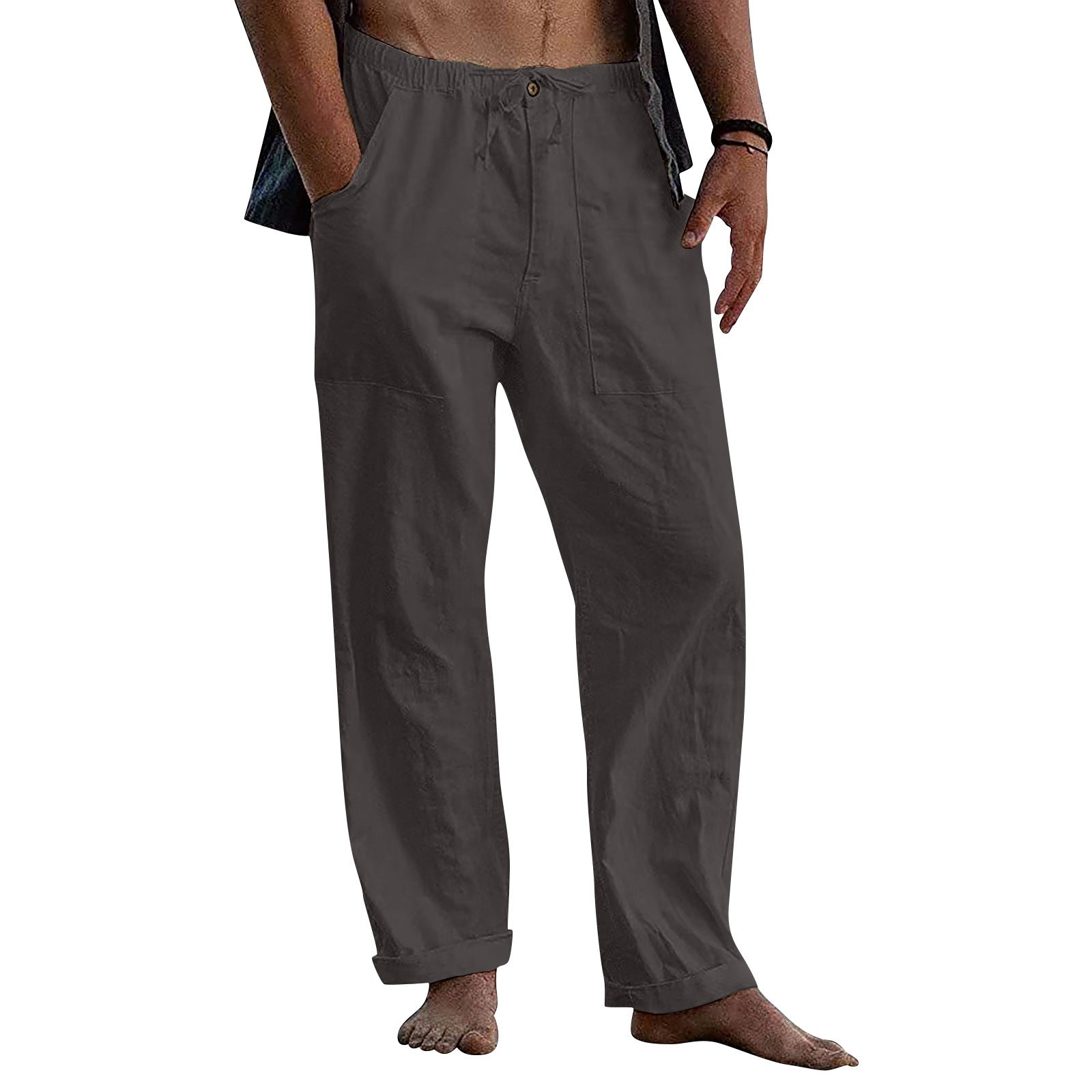 Drawstring Casual Pants Summer Solid Color Trousers - Shop NCLC