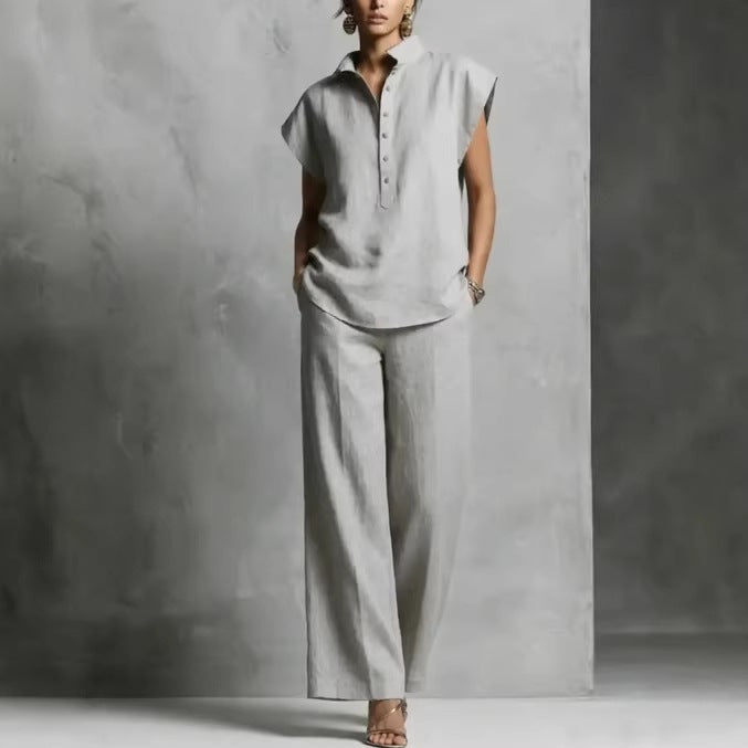 Women's Casual Cardigan Short-Sleeve Pants Set - Shop NCLC
