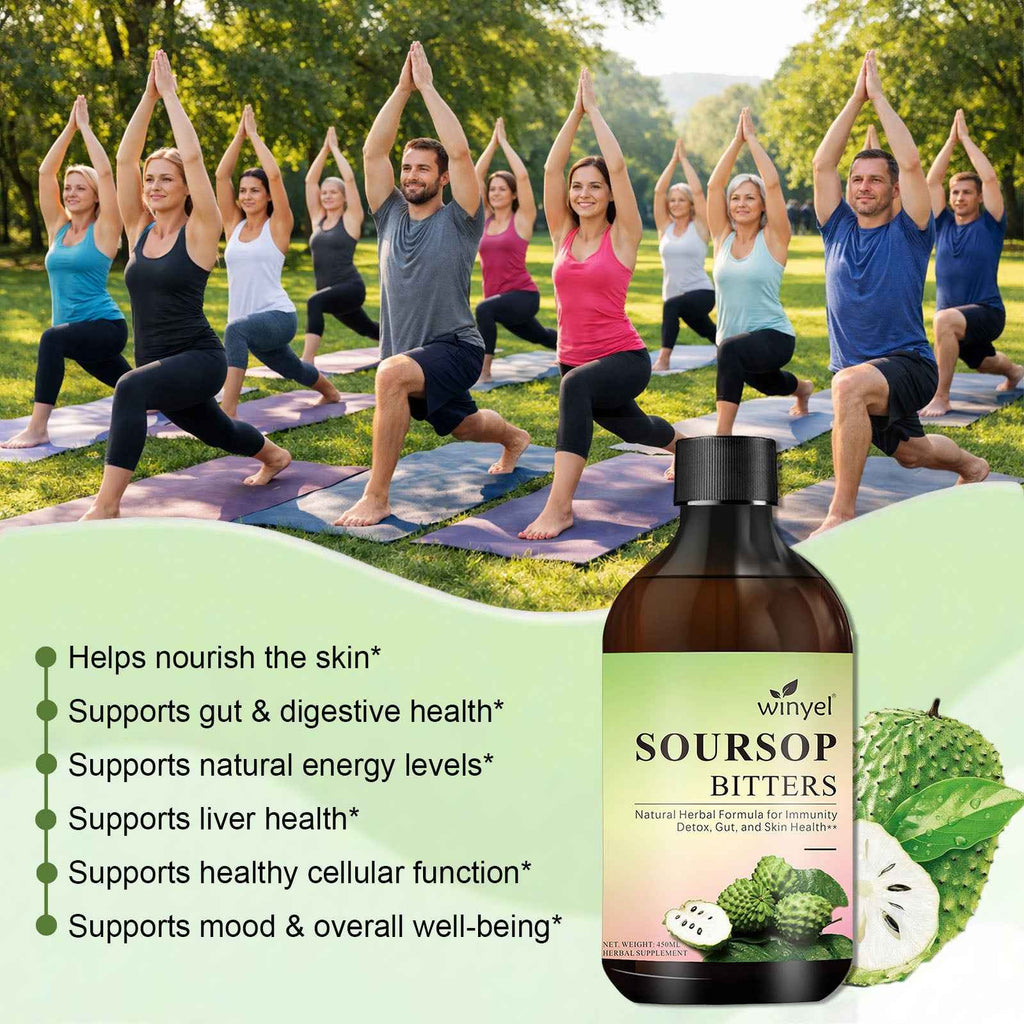 Soursop Liquid Contains Black Seeds, Moringa, And Turmeric, And Is Beneficial For Digestion And Gut Health, As Well As Providing Antioxidants, Skin Health, And Immune Support. It's A Pure 16-herb Form (450ml-15oz)