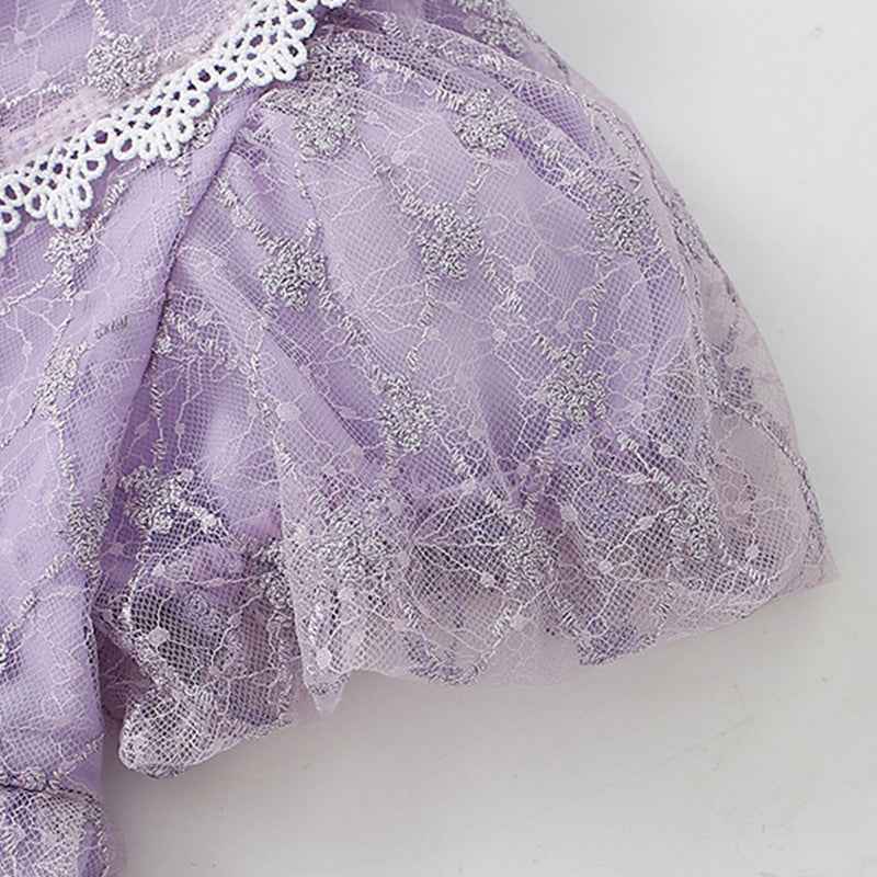Girls Short-Sleeve Lace Princess Dress