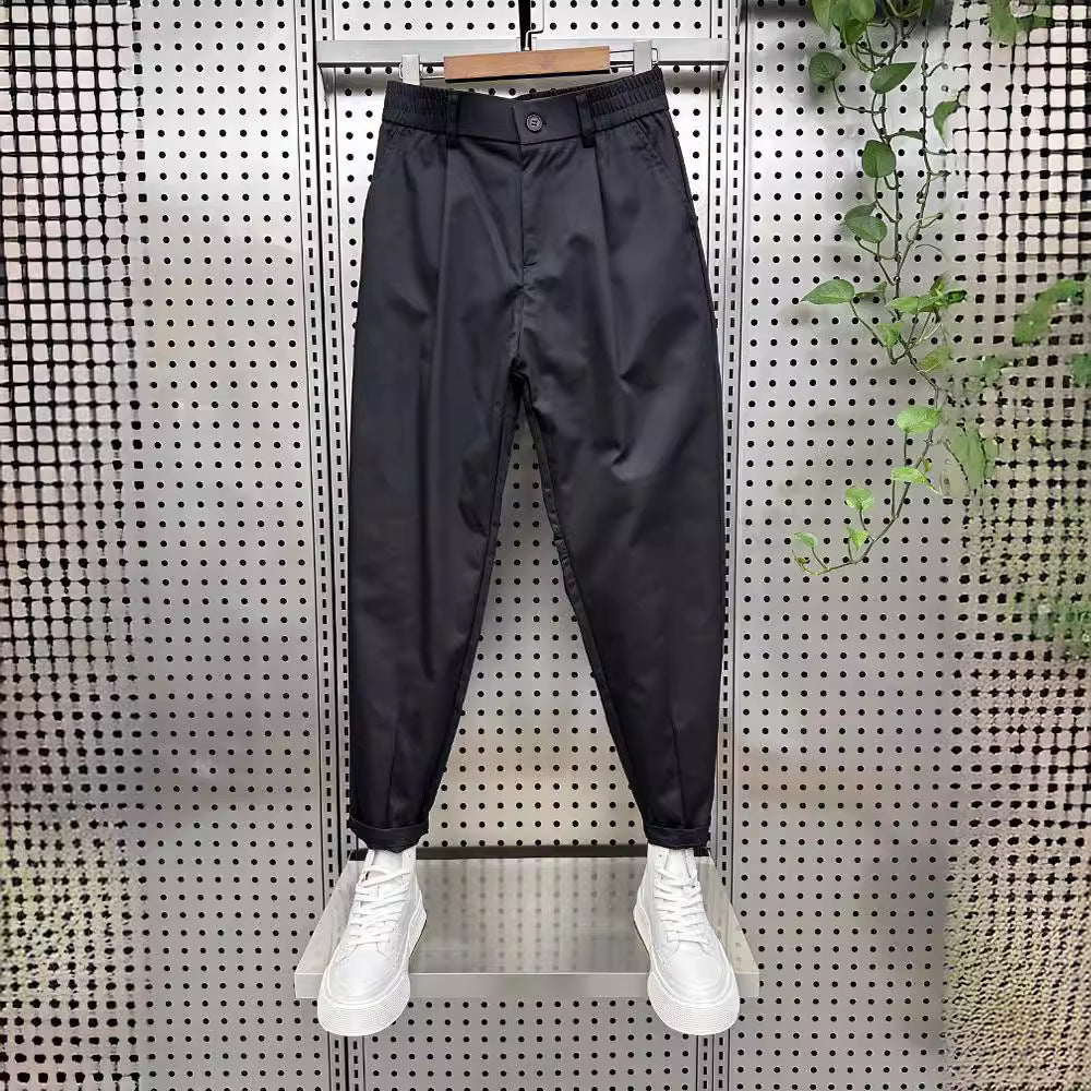 Mens Solid-Color Korean-Style Loose-Fit Versatile Casual Pants - Shop NCLC