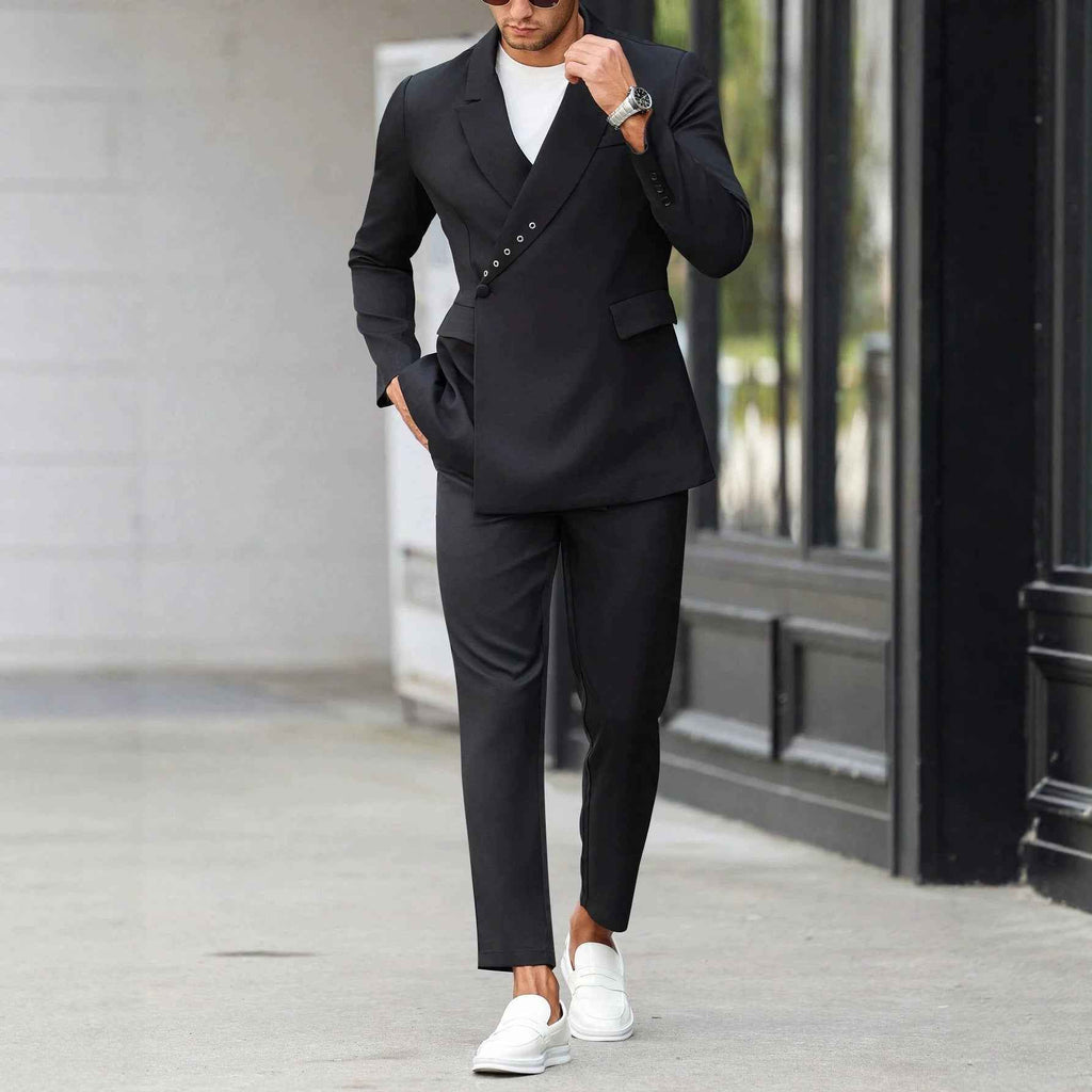 Stylish Men's 2-Button Business Suit Set | Slim Fit