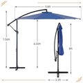 9.8FT Offset Patio Umbrella | Hanging Cantilever Outdoor Sun Shade with Easy Tilt & 8 Ribs
