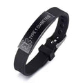 Black Stainless Steel Silicone Medical Alert ID Bracelet – Diabetic, Epilepsy & SOS ID