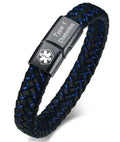 Men's Stainless Steel Medical Alert Bracelet with Magnetic Buckle &  Leather Rope