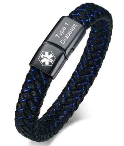 Men's Stainless Steel Medical Alert Bracelet with Magnetic Buckle &  Leather Rope