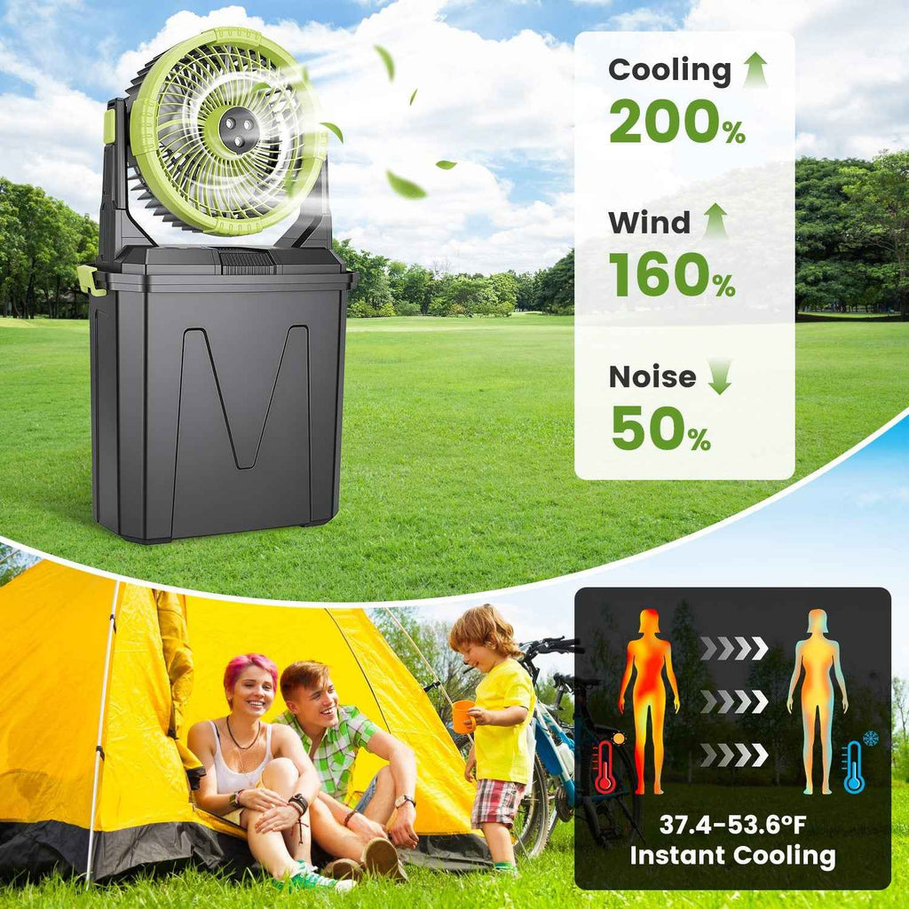 5-In-1 20000mAh Portable Misting Fan & 10L Air Cooler - Rechargeable Camping Fan with Remote