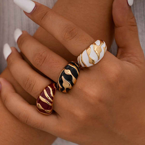 Adjustable Open Ring with Irregular Oil-Drip Gloss Finish