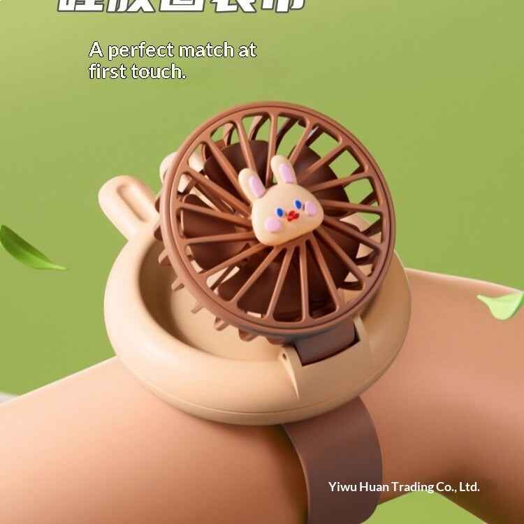 Cute Cartoon 2-in-1 Mini Wrist Watch Fan | USB Rechargeable & Portable Handheld Cooling Fan for Kids & Students