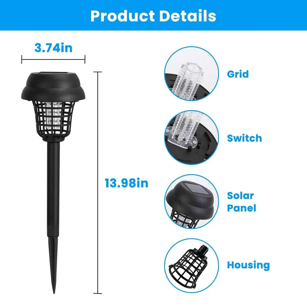 Solar Mosquito Zapper Torches 4-Pack | Outdoor Waterproof Bug Killer & LED Light for Yard, Garden & Patio