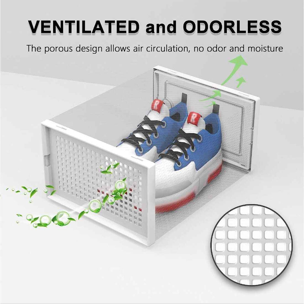 12Pcs Transparent Clear Shoe Storage Box Rack Plastic Organizer Boxers Stackable ----White