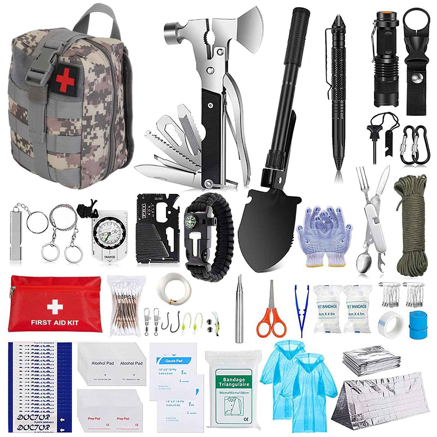 Professional 125-Piece Tactical Survival Kit & Emergency First Aid Gear for Camping, Hiking, & Outdoor Adventures