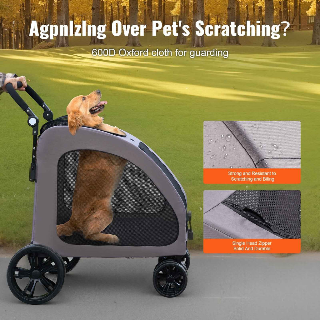 4-Wheel Heavy Duty Dog Stroller | 160lbs Capacity Portable Pet Carrier
