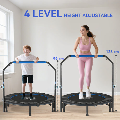 48" Foldable Mini Fitness Trampoline, With Adjustable Foam Handle, Blue - Shop NCLC