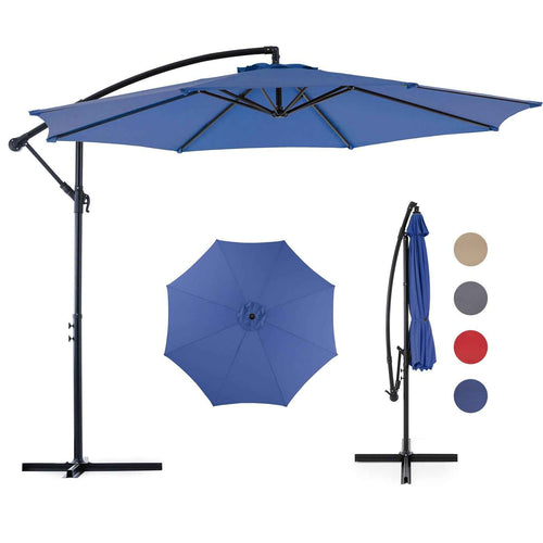 9.8FT Offset Patio Umbrella | Hanging Cantilever Outdoor Sun Shade with Easy Tilt & 8 Ribs