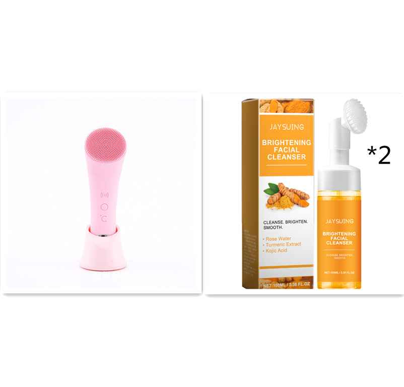 Electric Silicone Facial Cleansing Brush with Sonic Vibration and Thermal Heating