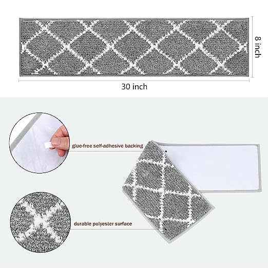 Non-Slip Carpet Stair Treads for Wooden Steps | Adhesive Step Mats (15-Pack)